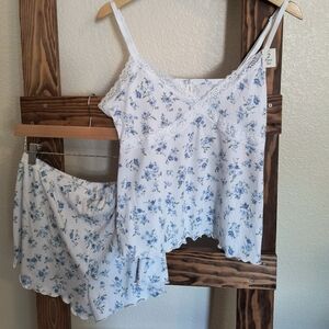 Laura Ashley Blue and White Floral Pajama Set